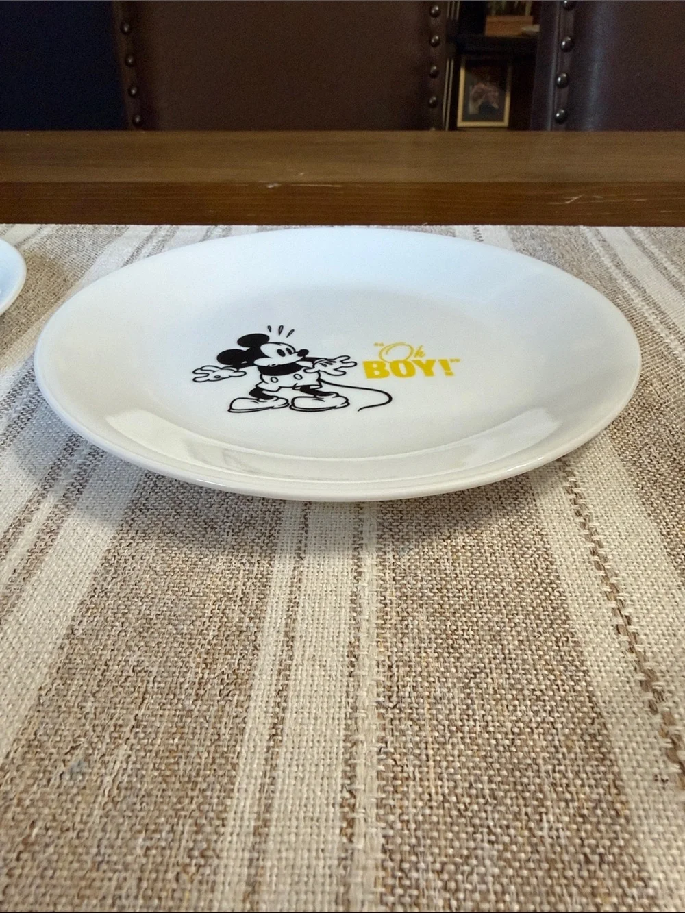 Disney Mickey Mouse White Ceramic Dessert Plates - Set of 2